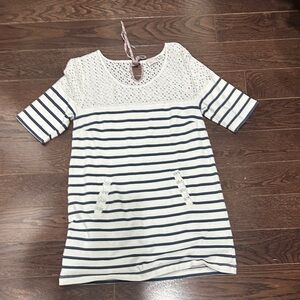 Anthropologie Postmark Navy and White Striped Tunic with pockets